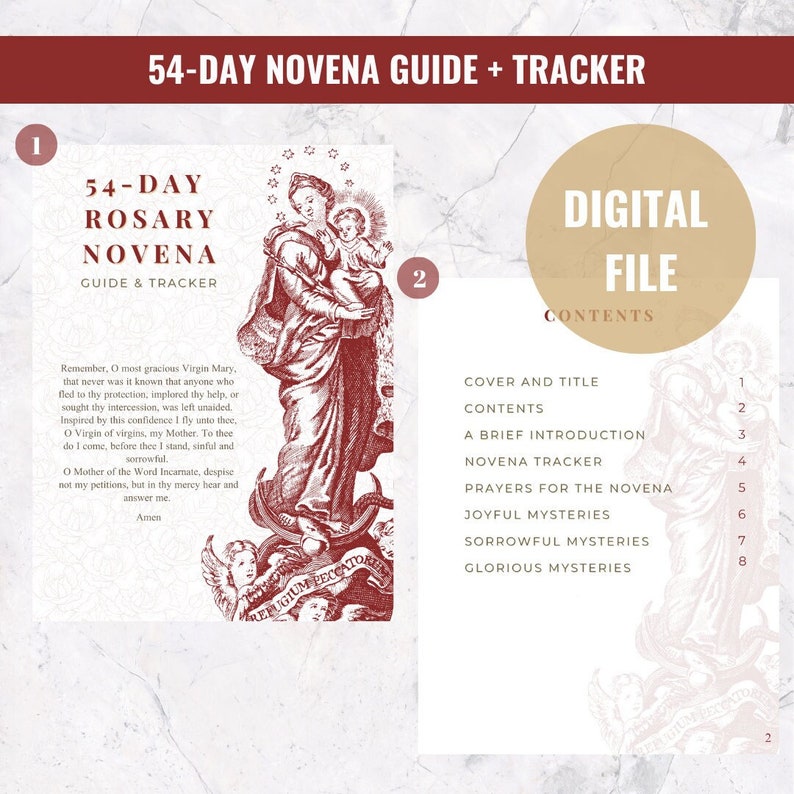 8-page 54 Day Rosary Novena • PRINTABLE Prayer Guide and Tracker (PDF ...