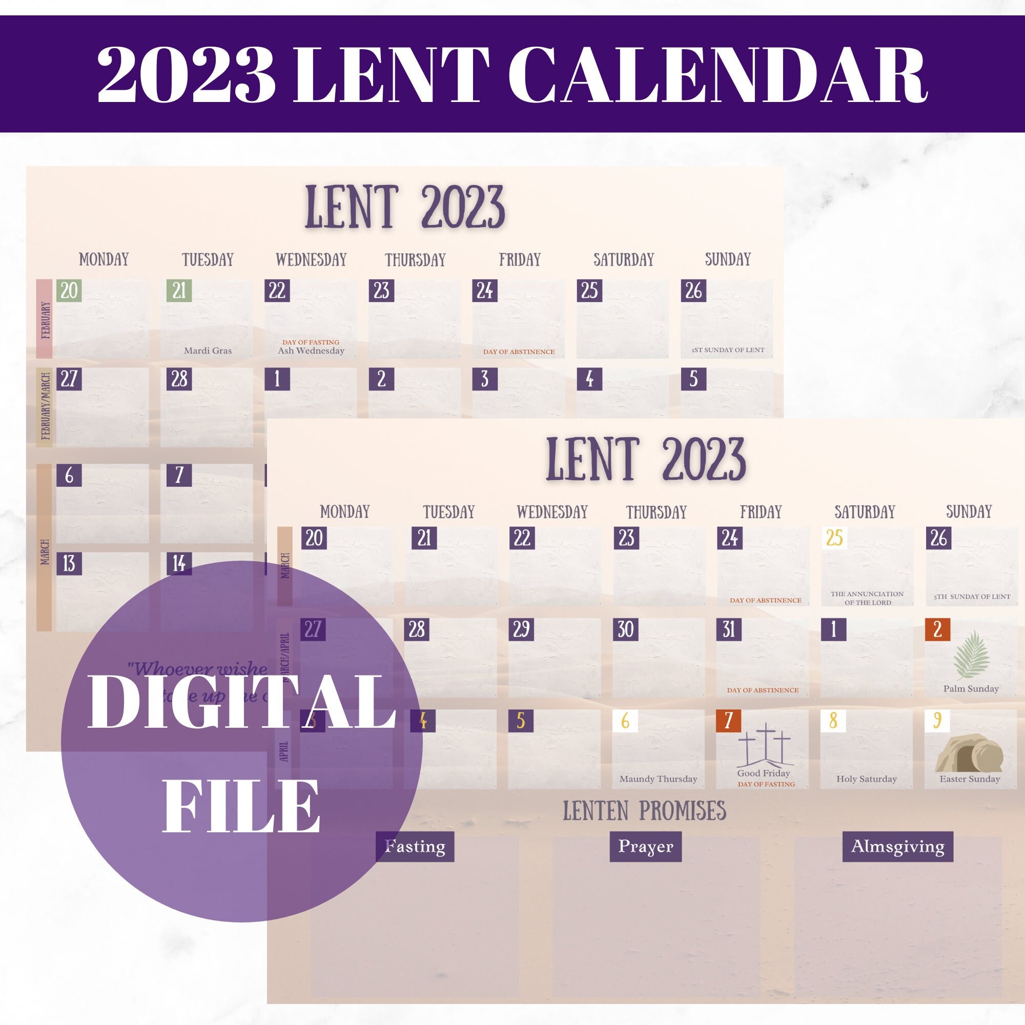 Printable Lent Calendar - Etsy