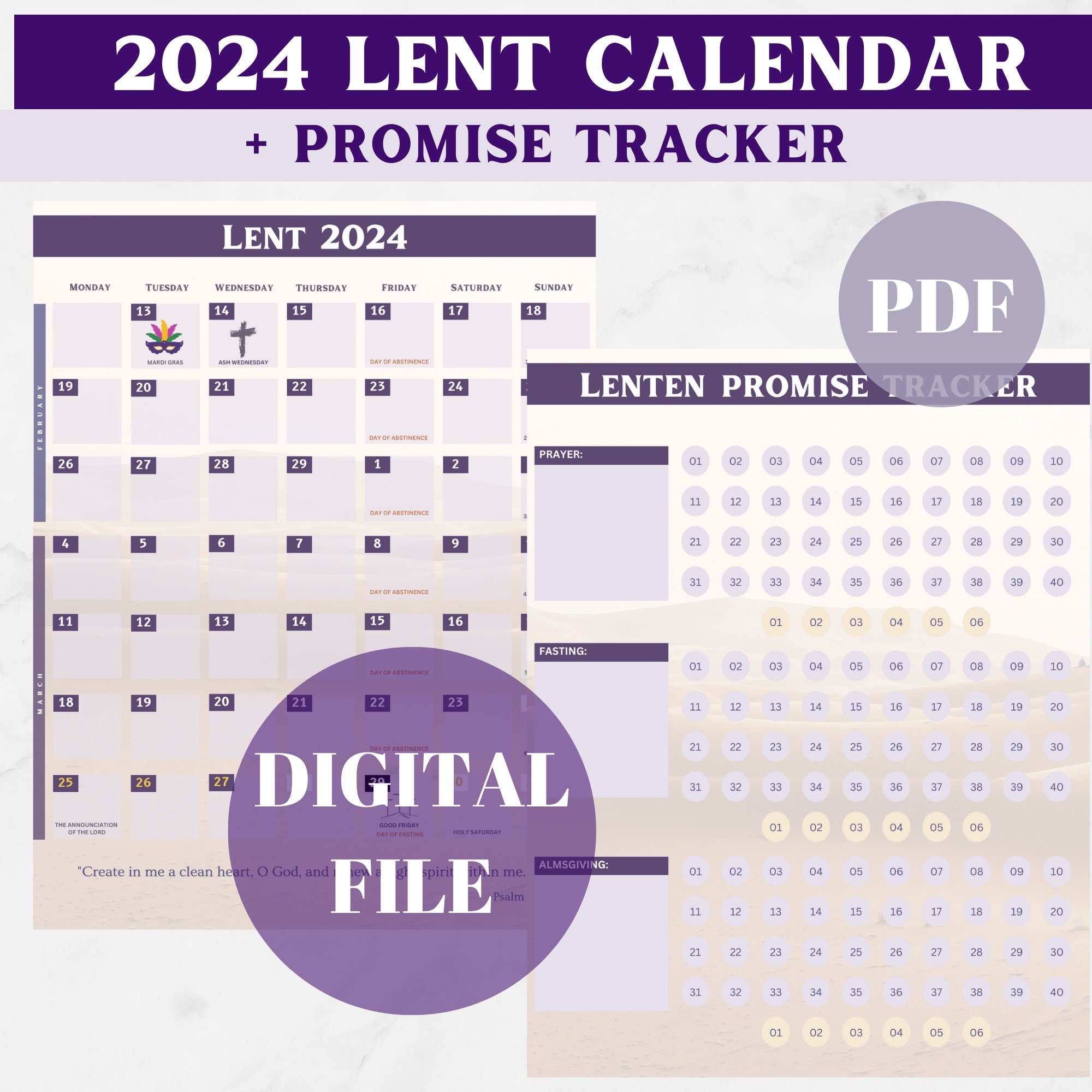 Printable Lent Calendar - Etsy printable-lent-calendar-etsy