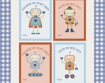 Digital Download Robot Valentine's Day Cards | Printable Vday Classroom Shareables