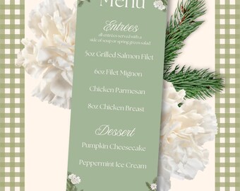 Editable Christmas Dinner Menu Template | Floral Garland (Digital Download)