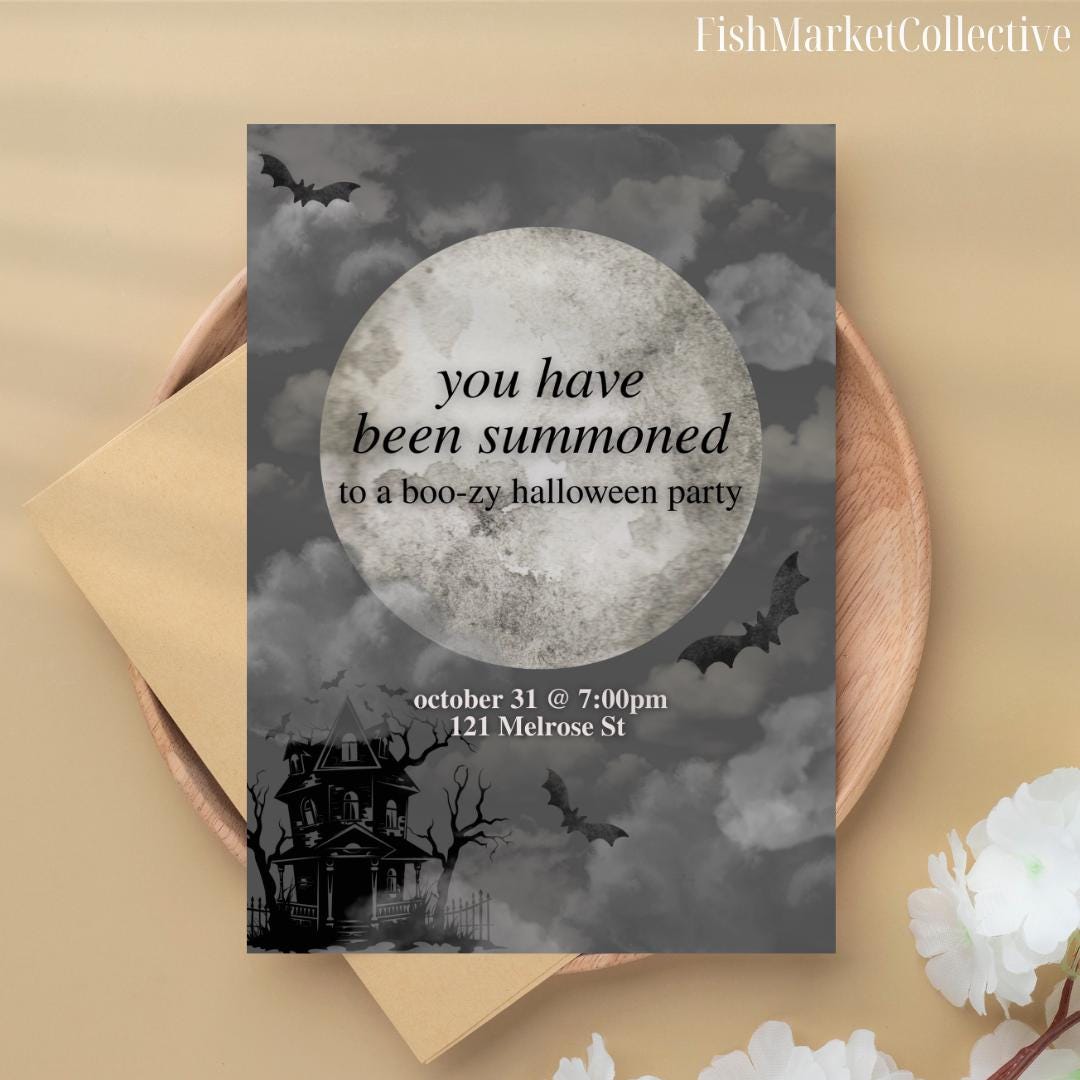 Digital Editable Halloween Invitation | Spooky You Have Been Summoned ...