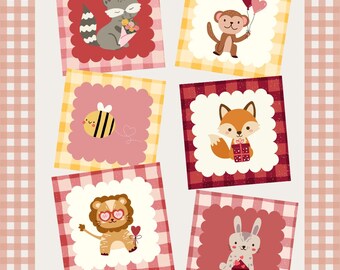 Woodland Animal Valentines Cards, Class Party Favors (Digital Download, 4x4 in)