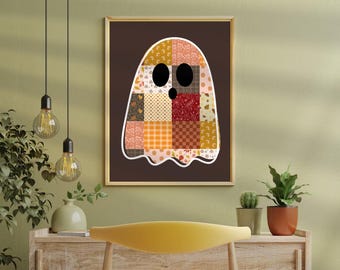 Patchwork Ghost Print | Boho Halloween Decor (Digital Download)