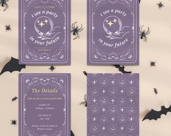 Witchy Crystal Ball Halloween Invitation | Editable Party Invite (Digital Download)