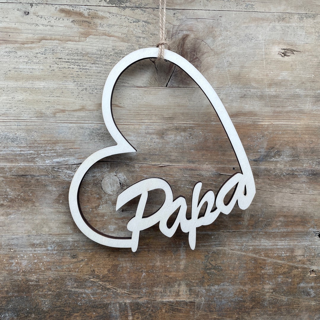 Herz mit Schriftzug Papa Geschenk Holz Herz Umrissform
