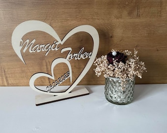 double heart | Personalized Wedding Gift | heart in heart | wedding | Wedding Day | Anniversary | engagement | valentines day