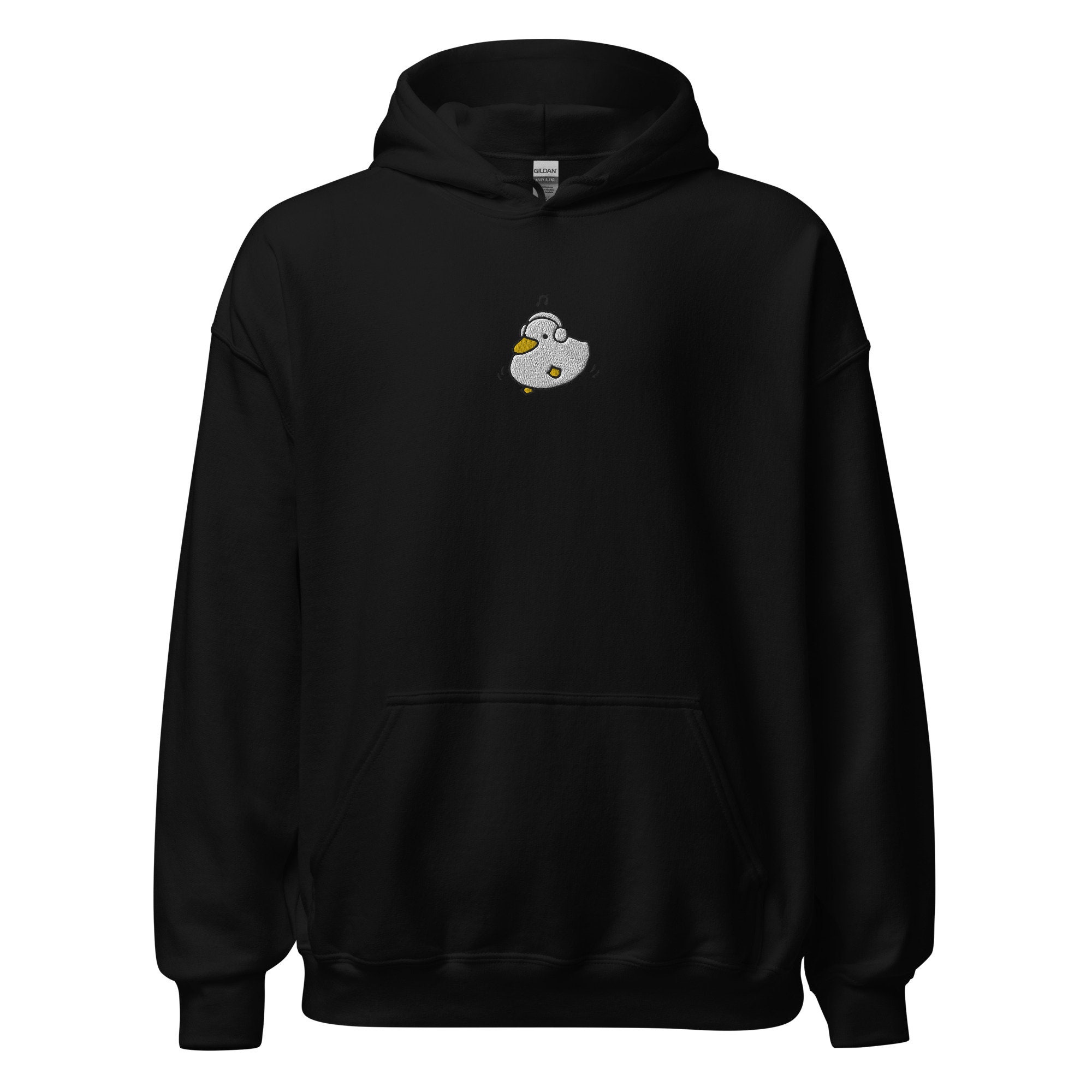 Cute Duck Listening To Music Embroidered Hoodie
