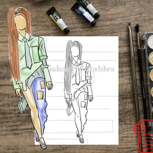 Digital Coloring Page | Outfits | For Kids and Adults | Fashion Coloring Book | Easy Coloring Pages | Fashion Illustration