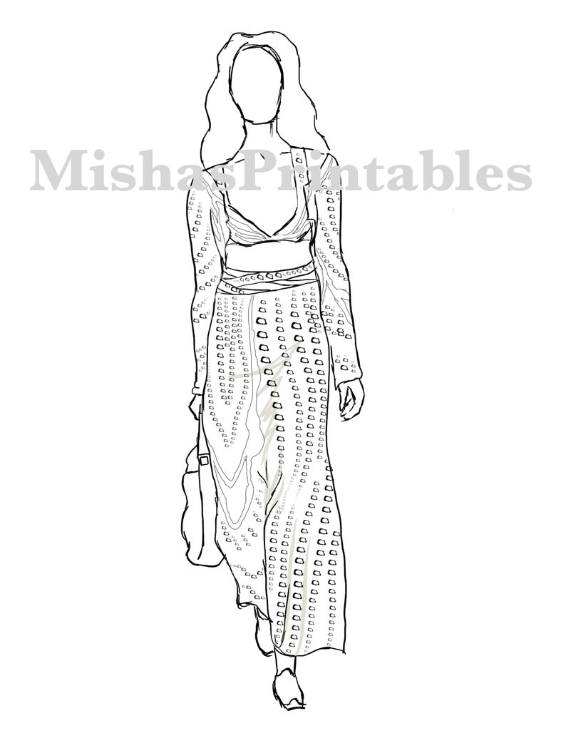 Fashion Coloring Page | Dress up | for Kids and Adults | Fashion Art ...