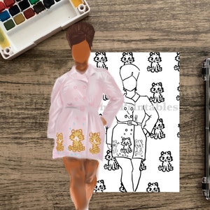 Digital Coloring Page | Outfits | For Kids and Adults | Fashion Coloring Book | Easy Coloring Pages | Fashion Illustration Dresses, Outfits