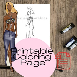 Fashion Coloring Page | Outfits | For Kids and Adults | Fashion Art Coloring Book | Easy Coloring Pages | Instant Download