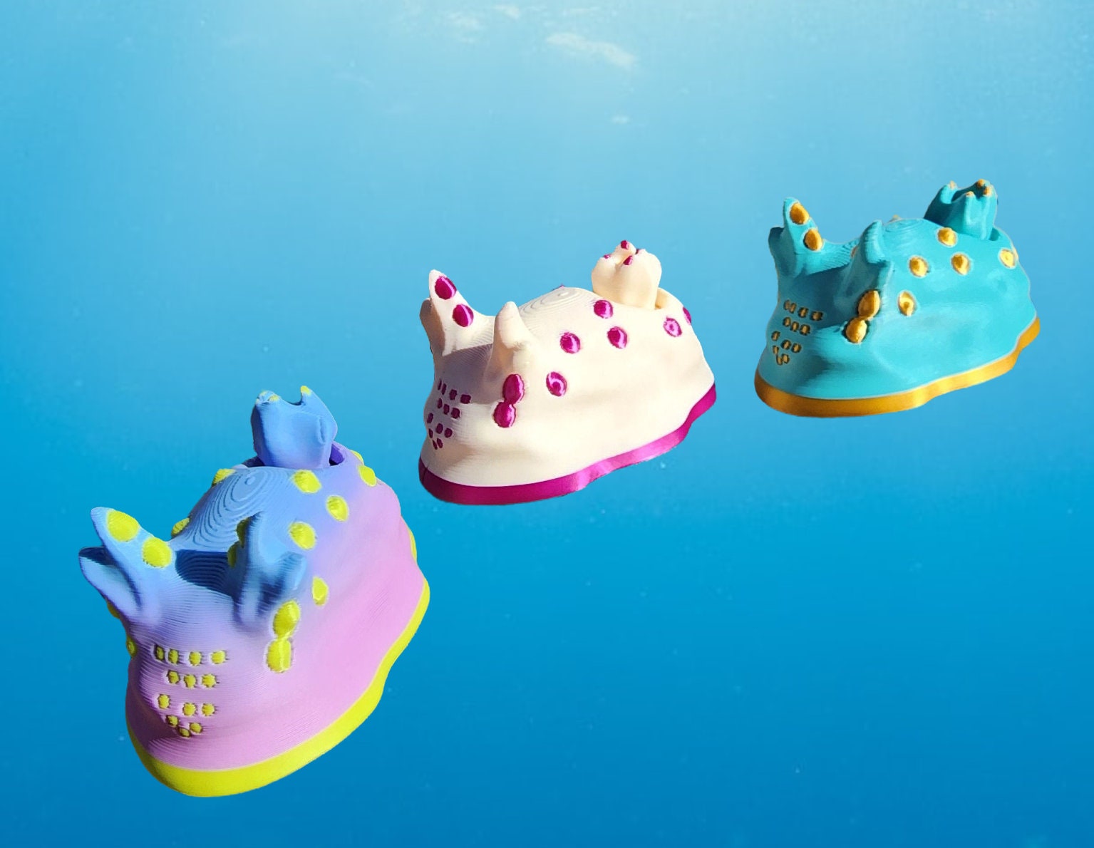 3 Pack Sea Bunny Nudibranch Articulated Toy Customizable