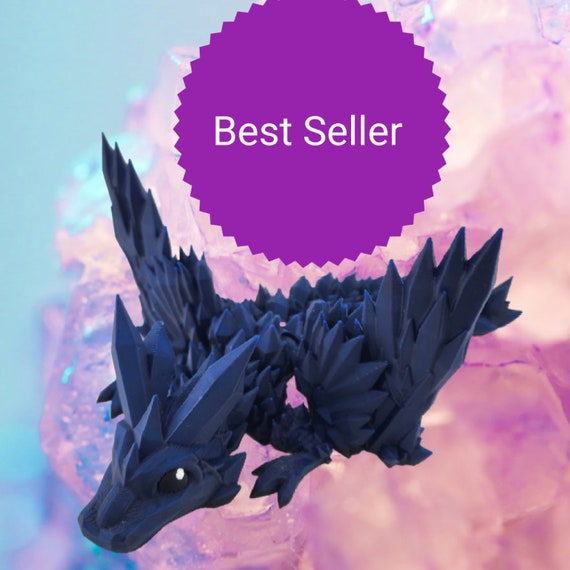 Crystal Dragon in Magic Black/Blue/Purple - Flexible Fidget Toy