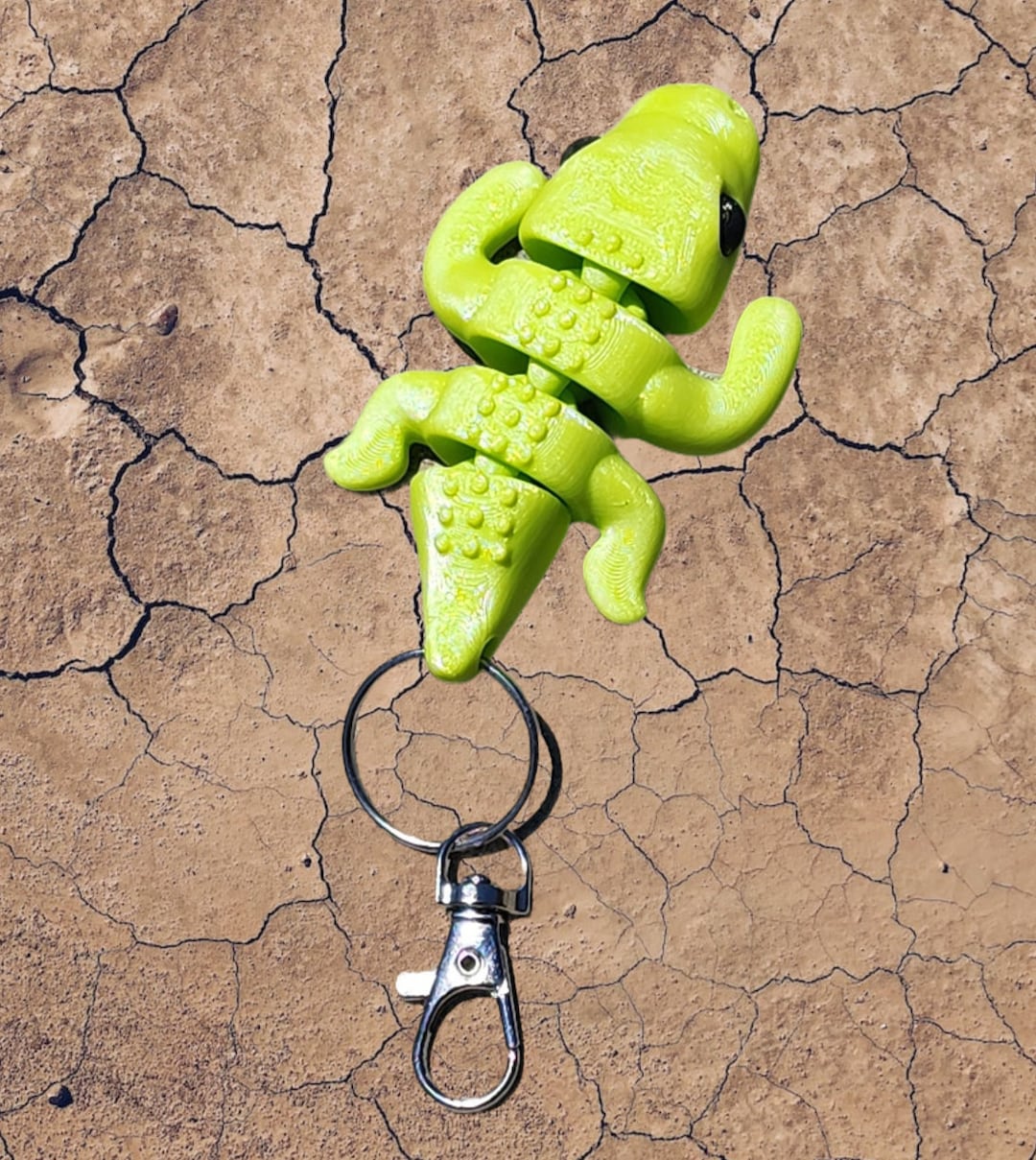 Cute Alligator Keychain 3D Printed, Full Color Fun Gift Key Buddies