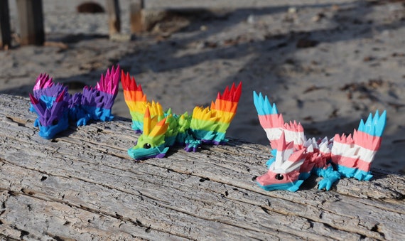 Pride Dragons, Rainbow, Bi, Trans, Articulated, Fidget Toy, Great Gift, Valentines Day