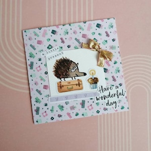 Carte d'amitié/amour avec illustration hérisson en aquarelle
