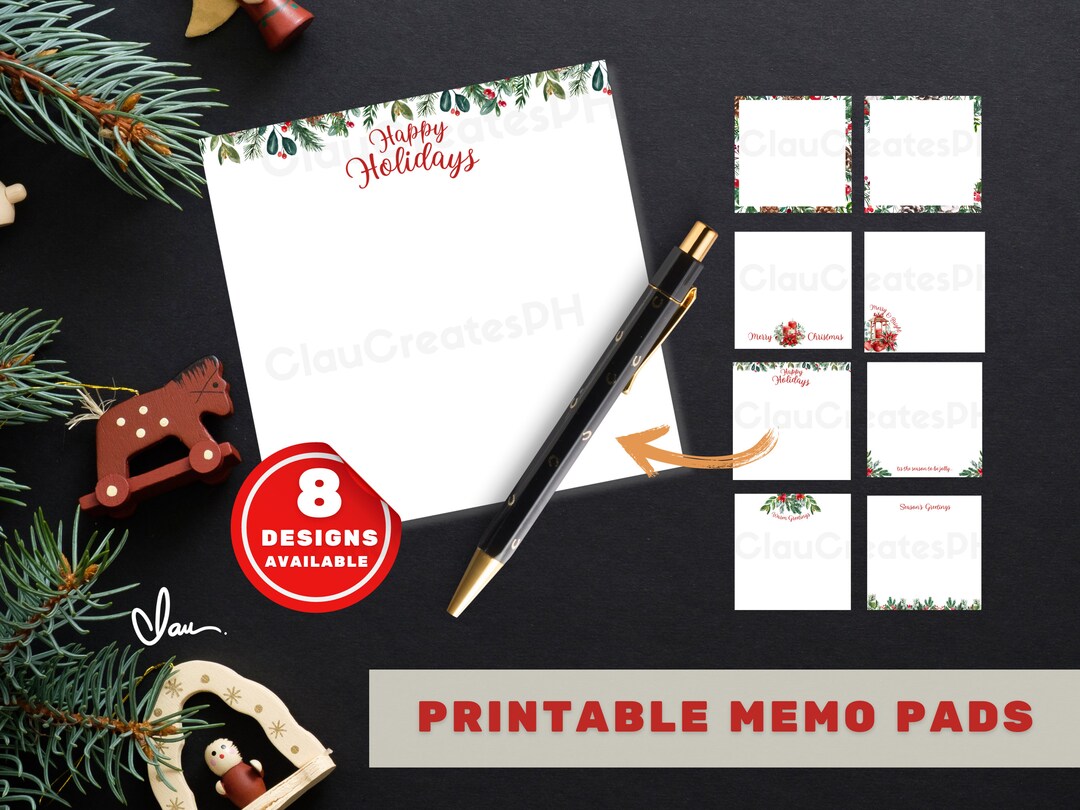 Printable Christmas Memo Pads, Christmas Notepads, Christmas to Do