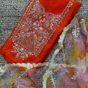 Indian Heavy Hand Zardozi Work Punjabi Salwar Suit Wedding & Party wear Kurti Dupatta Handmade Organza Salwar Kameez Custom Size Available