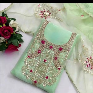 Pakistani Organza Shalwar Kameez Suits Custom Stitched for Girls and Women Punjabi Salwar Suit Dupatta Party Wear Dress Made To Order