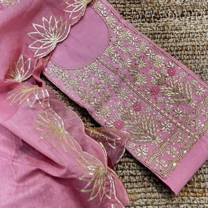 Indian Handmade Organza Salwar Kameez Suit For Wedding Party Wear Women Punjabi Chanderi Kurti Pant With Dupatta Dress Custom on order