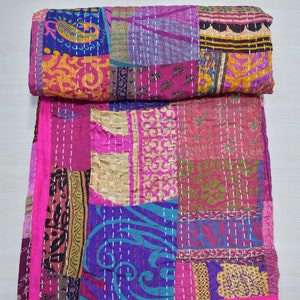 Bohemian Patchwork Quilt Kantha Quilt Vintage Handmade Quilts Boho King Size Bedding Throw Blanket Bedspread Quilting Hippie Quilts For Sale
