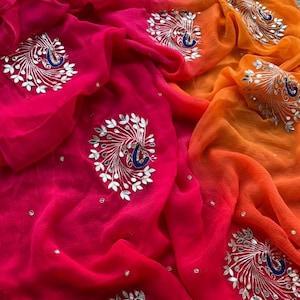 Soft Diamond Chiffon Handwork Saree, Party Wear Saree, Indian Wedding Saree, Customized Blouse Design, Bollywood Saree, Trending Saree