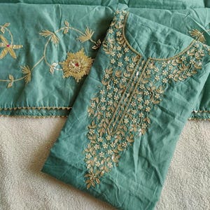Pakistani Designer Readymade Chanderi Kurta with Embroidery Work, Salwar and Dupatta Set, Beautiful 3 piece Partywear/Wedding Salwar Kameez