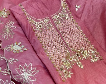 Handmade Chanderi Kurta, Zardozi Embroidery, 3 Piece Salwar Kameez