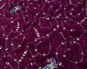 Handmade Chiffon Saree with Kasab Work, Bollywood Style