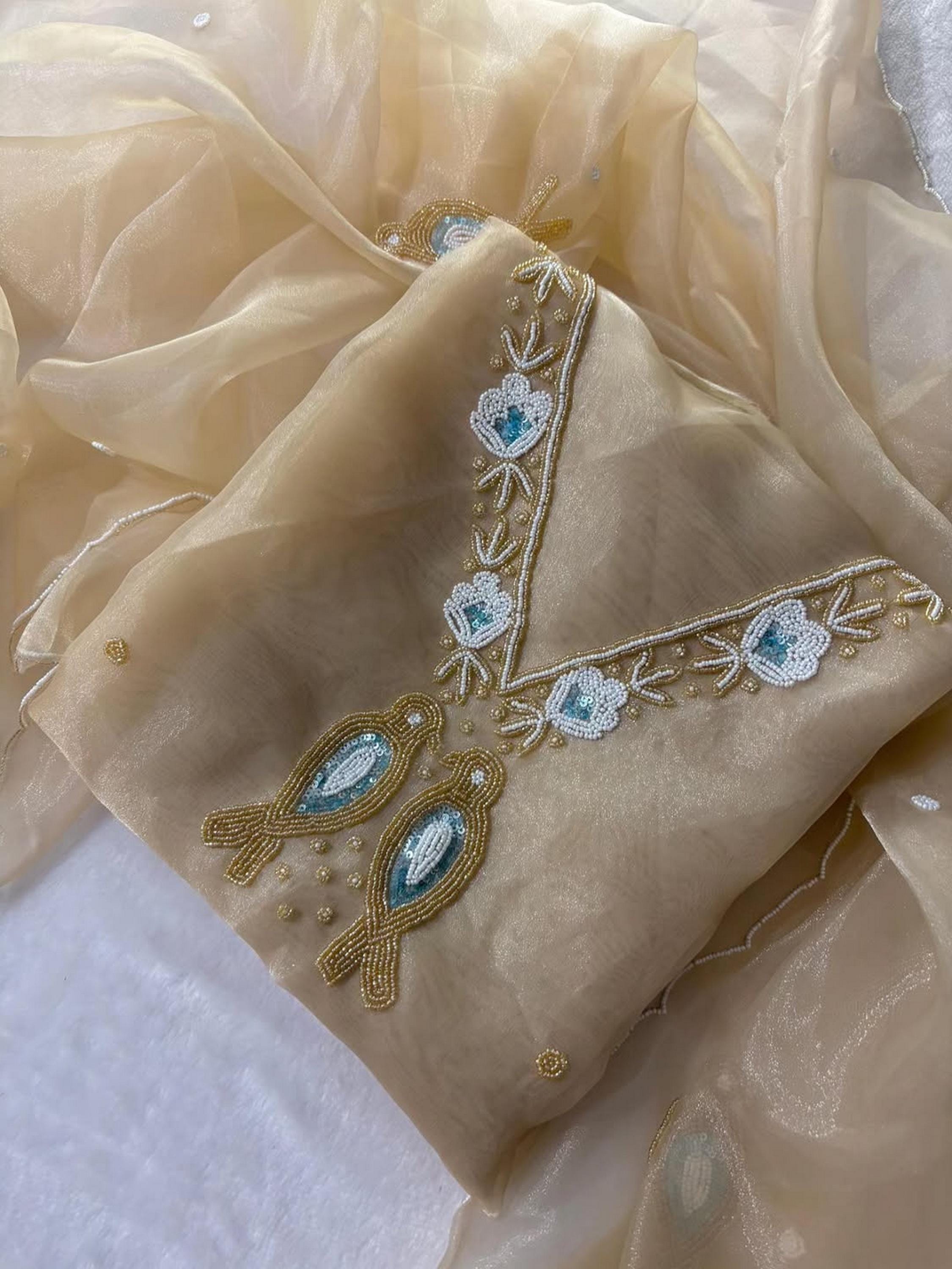 green emerald velvet dress Hand Embroidered Dress for Women Online