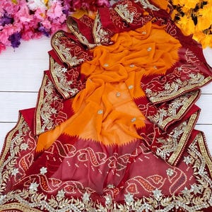 Handmade Bandhej Saree – Traditional Indian Tie Dye Saree, Rajasthani Bandhani Sari, Ethnic Wedding Saree, Festive Party Wear