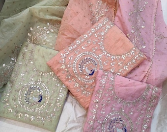 Chanderi Salwar Kameez with Floral Embroidery, Indian Suit for Women, Pakistani Salwar Suit with Dupatta, Ready to Wear Ethnic Party Outfit