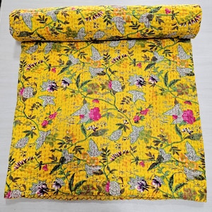 Indische Baumwolle gesteppte Decke handgefertigte Tagesdecke Kantha Arbeit Boho Bettdecke Decke Boho Quilt Chic Bettwäsche Tagesdecken
