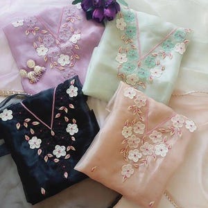 Indische Handgefertigte Salwar Kameez Schöne Gota Patti Organza Dupatta, TunikaPants, Patiala, Anarkale Shalwar Anzug Benutzerdefinierte Größe Verfügbar
