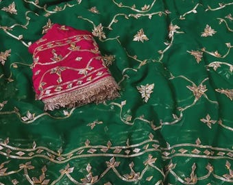 Diamond Chiffon Saree with Embroidery – Party Wear Saree, Indian Wedding Saree, Elegant Ethnic Outfit for Women