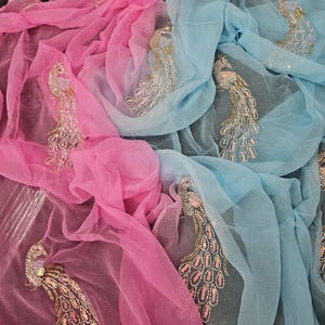 Handmade Pure Chiffon Saree for Wedding, Pink Chiffon Saree, Indian Traditional Wear Sari, Partywear Saree, Designer Saree, Floral Sari