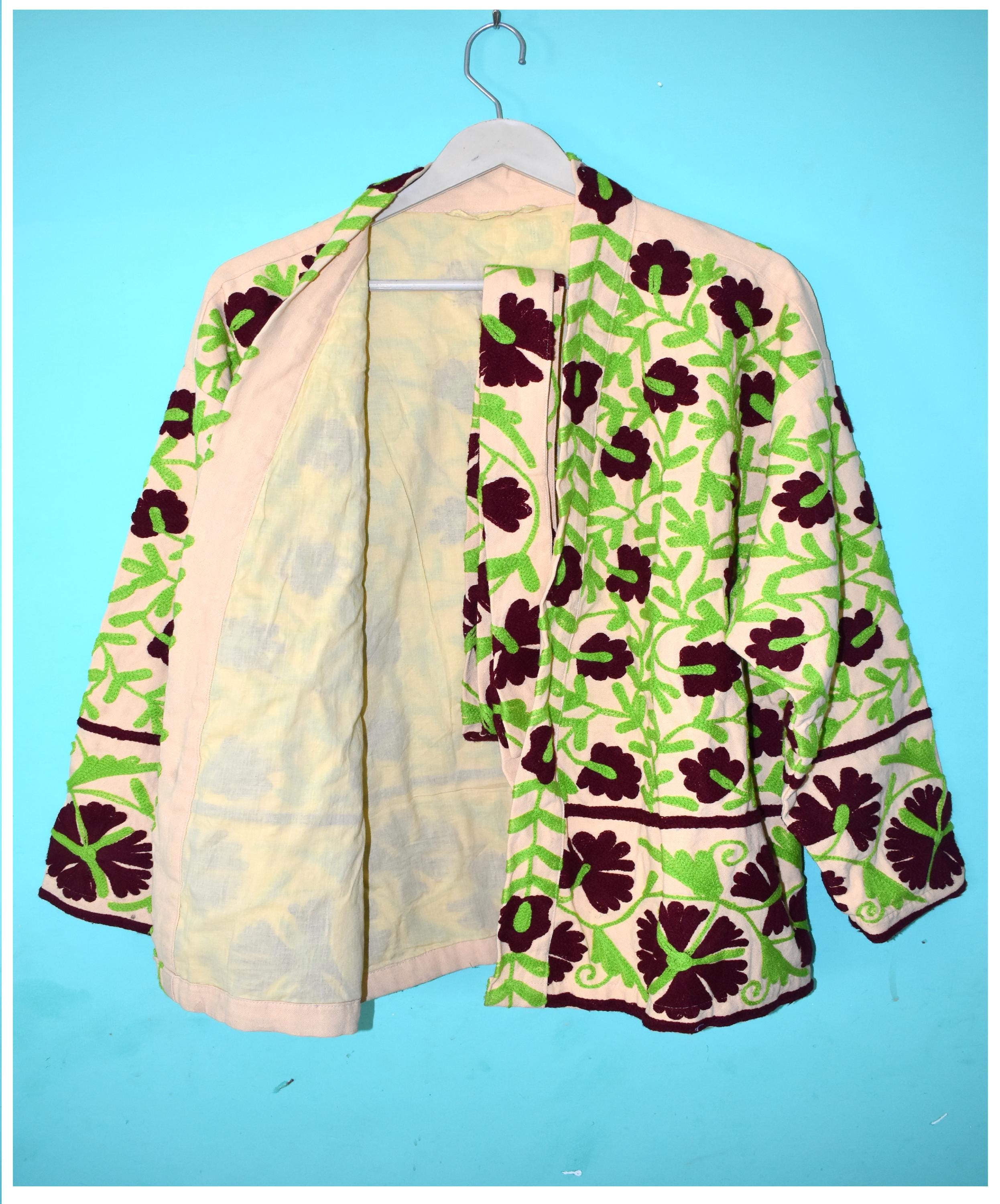 Exquisite Indian Floral Suzani Embroidery Jacket - Perfect Bridesmaid Gift, Elegant Suzani Embroidered Jacket for Women, Ideal Gift for Her