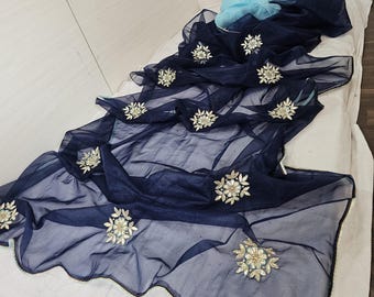 Organza Sari für Hochzeit Handarbeit Indischer Braut Sari | Traditioneller Saree mit nicht genähter Bluse | Bollywood-Stil