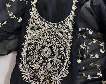 Handwork Organza Salwar Kameez, Zardozi & Gotta Patti Work, Custom Size