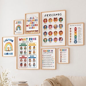 Calm Corner Posters, Calming Corner Posters, Homeschool Decor, Gefühlstabelle, Emotionstabelle, Zone der Regulation, Kinder Poster für psychische Gesundheit
