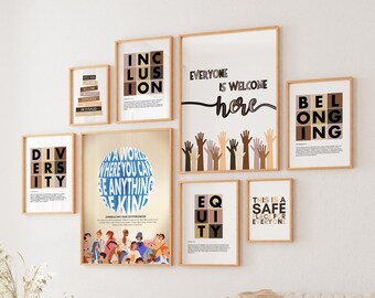 Diversity Equity And Inclusion, DEI Wall Art, Diversity Classroom Decor, You Matter Sign, All Are Welcome Here Sign, Social Worker Decor