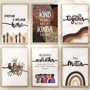 6 Diversity Poster Set, Inclusive Posters, Inclusive Classroom Poster, Equality Poster, Diversity Classroom Poster, School Counselor Poster