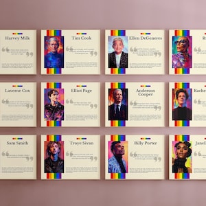 40 LGBTQIA+ Icons Poster, Pride Month Poster, LGBTQ Bulletin Board, Pride Month Bulletin Board, LGBT History Month Posters