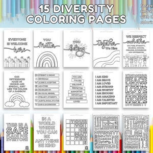 Inclusive & Affirmative Kids Coloring Pages - 15 Digital Printable Sheets for Diversity and Positivity