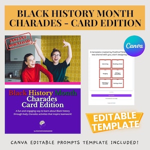 Juegos para el Mes de la Historia Afroamericana, Actividades para el Mes de la Historia Afroamericana, Cartas, Charadas para niños, Datos sobre la historia afroamericana para adolescentes, Trivial afroamericano