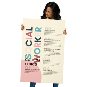 Social Worker Code of Ethics Prints, Social Work Values, NASW Code of ...