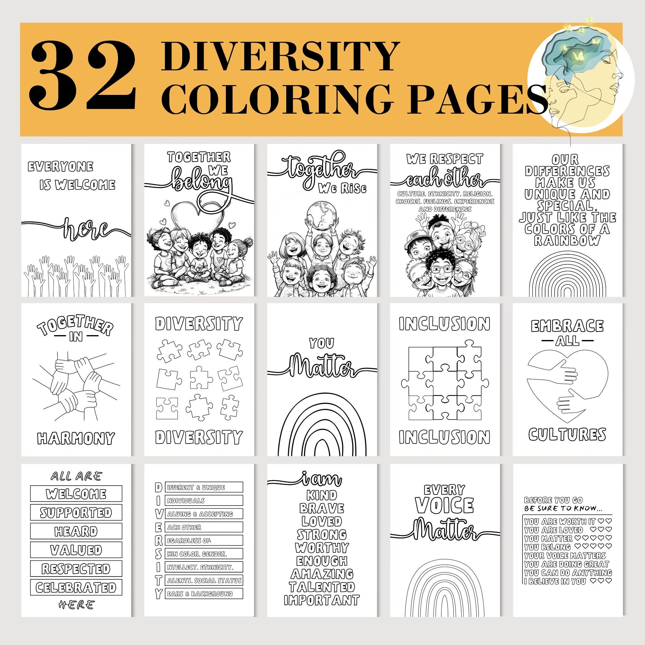 Diversity And Inclusion, Diversity Coloring Pages, Social Justice Coloring Pages, Kids Coloring Pages, Inclusive Coloring Pages