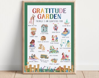 Jardim da Gratidão, Pratique a Gratidão, Pôster da Gratidão, Imprimível da Gratidão, Decoração para Sala de Aula, Decoração para Conselheiro Escolar