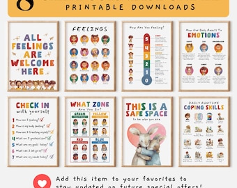 Calming Corner Poster, Calm Down Corner Printable, Social Emotional, Self Regulation Strategies, Feelings Chart Bundle Print Anxiety Relief